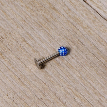 Load image into Gallery viewer, 16G 1/4 Blue Polka Dot UV Reactive Acrylic Ball Labret Tragus