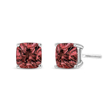 Load image into Gallery viewer, 14K White Gold 1 1/2 Cttw Lab Grown Pink Cushion 4-Prong Set Classic Diamond Solitaire Stud Earrings (Pink Color, VS1-VS2 Clarity)