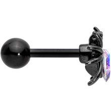 Load image into Gallery viewer, 16G 1/4 Aurora Gem Black Heart Spider Cartilage Tragus