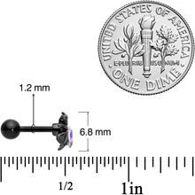 Load image into Gallery viewer, 16G 1/4 Aurora Gem Black Heart Spider Cartilage Tragus