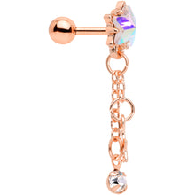 Load image into Gallery viewer, 16G 1/4 Aurora Clear Gem Rose Gold Tone Star Dangle Cartilage