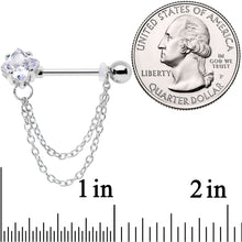 将图片加载到图库查看器,14G 5/8 Clear Gem Elegant Chain Dangle Barbell Nipple Ring Set