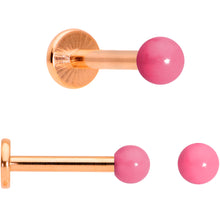 Load image into Gallery viewer, Pink Star Rose Gold Tone Glow Internal Threaded Labret Tragus Set of 3