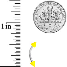 Load image into Gallery viewer, 16G 5/16 Yellow Glow in the Dark Cone End Curved Eyebrow Ring