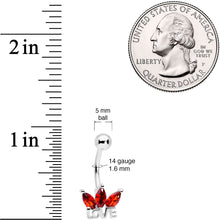 Load image into Gallery viewer, Red Gem Crown of Love Belly Ring