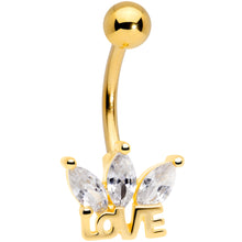 Load image into Gallery viewer, Clear Gem Gold Tone Crown of Love Belly Ring