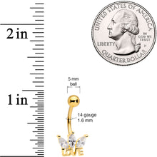 Load image into Gallery viewer, Clear Gem Gold Tone Crown of Love Belly Ring