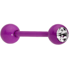 Load image into Gallery viewer, Clear Gem Purple Glow in the Dark Barbell Tongue Ring
