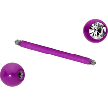 Load image into Gallery viewer, Clear Gem Purple Glow in the Dark Barbell Tongue Ring