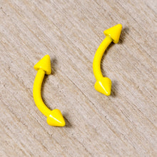Load image into Gallery viewer, 16G 5/16 Yellow Glow in the Dark Cone End Curved Barbell Set of 2