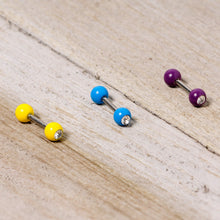 Load image into Gallery viewer, 16G 1/4" Clear Gem Color Glow Straight Barbell Cartilage Set