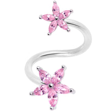 Load image into Gallery viewer, 14G 1/2 Pink Gem Star Flower Spiral Twister Belly Ring
