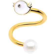 将图片加载到图库查看器,14G 1/2 Clear Gem Gold Tone Bird Spiral Twister Belly Ring