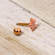 Load image into Gallery viewer, 16G 1/4 Clear Gem Rose Gold Tone Flower Cartilage Tragus Earring