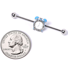 Load image into Gallery viewer, 14G Clear Gem Light Blue Alarm Clock Industrial Barbell 38mm