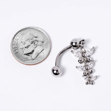 Load image into Gallery viewer, Clear Gem Band of Butterflies Top Mount Dangle Belly Ring