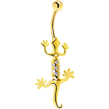 Load image into Gallery viewer, 16G Solid 14K Yellow Gold Cubic Zirconia Izzy Lizzy Belly Ring