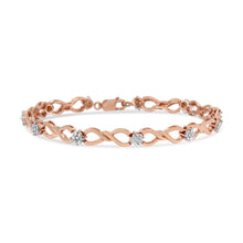 Load image into Gallery viewer, 10K Rose Gold Plated .925 Sterling Silver 1/2 Cttw Diamond Infinity Link Tennis Bracelet (H-I Color, I2-I3 Clarity) -7â€