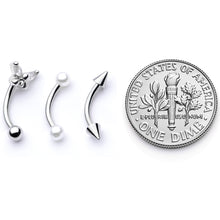 Load image into Gallery viewer, 16G 5/16 Clear Gem Butterfly Curved Eyebrow Ring Set of 3