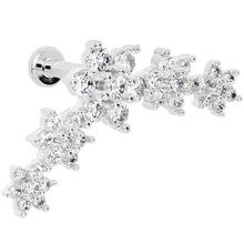 Load image into Gallery viewer, 16G 1/4 Clear CZ Gem Floral Internally Threaded Labret
