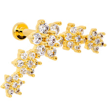 Load image into Gallery viewer, 16G 1/4 Clear CZ Gem Gold Tone Floral Internal Thread Labret