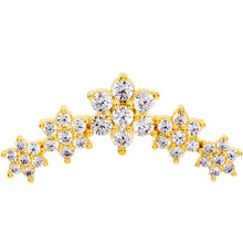 Load image into Gallery viewer, 16G 1/4 Clear CZ Gem Gold Tone Floral Internal Thread Labret