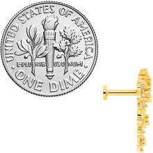Load image into Gallery viewer, 16G 1/4 Clear CZ Gem Gold Tone Floral Internal Thread Labret