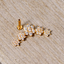 Load image into Gallery viewer, 16G 5/16 Clear CZ Gem Gold Tone Floral Internal Thread Labret