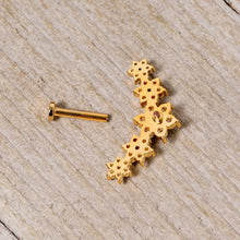 Load image into Gallery viewer, 16G 5/16 Clear CZ Gem Gold Tone Floral Internal Thread Labret