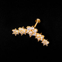 Load image into Gallery viewer, 16G 5/16 Clear CZ Gem Gold Tone Floral Internal Thread Labret