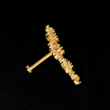 Load image into Gallery viewer, 16G 5/16 Clear CZ Gem Gold Tone Floral Internal Thread Labret