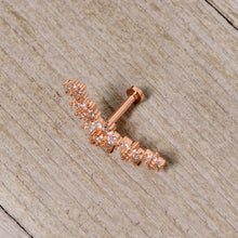 Load image into Gallery viewer, 16G 5/16 Clear CZ Rose Gold Tone Floral Internal Thread Labret