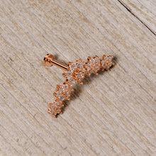 Load image into Gallery viewer, 16G 5/16 Clear CZ Rose Gold Tone Floral Internal Thread Labret