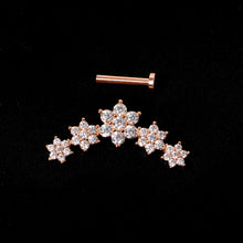 Load image into Gallery viewer, 16G 5/16 Clear CZ Rose Gold Tone Floral Internal Thread Labret
