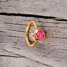Load image into Gallery viewer, 20G 5/16 Clear CZ Gem Pink Faux Opal Gold Tone Planet Nose Hoop