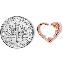 Load image into Gallery viewer, 16G 3/8 Clear CZ Gem Rose Gold Tone Heart Left Ear Closure Ring