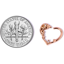 Load image into Gallery viewer, 16G 3/8 Clear CZ Gem Rose Gold Tone Heart Right Ear Closure Ring