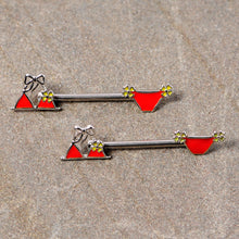 Load image into Gallery viewer, 14G 5/8 Red Itty Bitty Bikini Barbell Nipple Ring Set