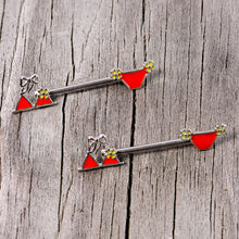 Load image into Gallery viewer, 14G 5/8 Red Itty Bitty Bikini Barbell Nipple Ring Set