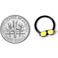 将图片加载到图库查看器,16G 3/8 Black Yellow Aviator Sunglasses Hinged Segment Ring