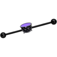 Load image into Gallery viewer, 14G Black Purple Cauldron Halloween Industrial Barbell 38mm