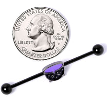 Load image into Gallery viewer, 14G Black Purple Cauldron Halloween Industrial Barbell 38mm