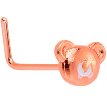Load image into Gallery viewer, 22G 5/16 Rose Gold Tone Tiny Teddy Bear L Shaped Nose Ring