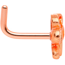 Load image into Gallery viewer, 18G 1/4 Pink Orange Rose Gold Tone Butterfly L Shaped Nose Ring