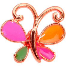 Load image into Gallery viewer, 22G 1/4 Pink Orange Rose Gold Tone Butterfly L Shaped Nose Ring