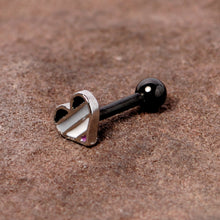 Load image into Gallery viewer, 16G 1/4 Black Grey Purple Asexual Pride Heart Cartilage Tragus