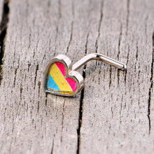 Load image into Gallery viewer, 20G 5/16 Red Yellow Blue Pansexual Pride Heart L Shaped Nose Ring