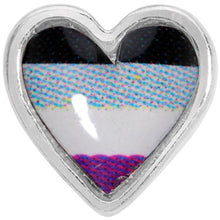 Load image into Gallery viewer, 20G 3/8 Black Grey Purple Asexual Pride Heart Nose Bone