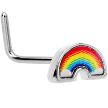Load image into Gallery viewer, 20G 1/4 Red Yellow Blue Pride Rainbow L Shaped Nose Ring