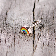 Load image into Gallery viewer, 20G 1/4 Red Yellow Blue Pride Rainbow L Shaped Nose Ring